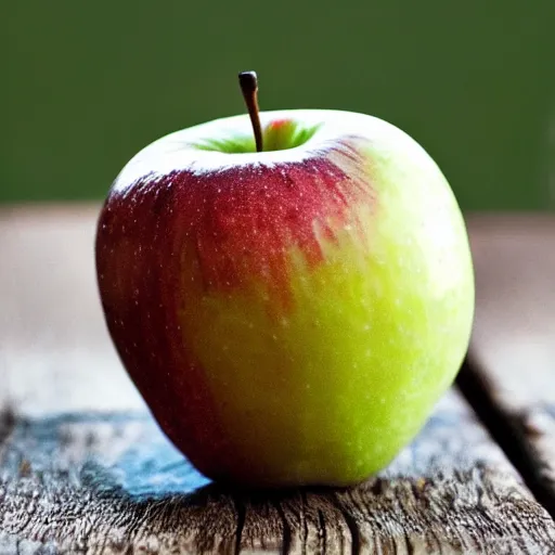 Prompt: dew cover apple, food photography