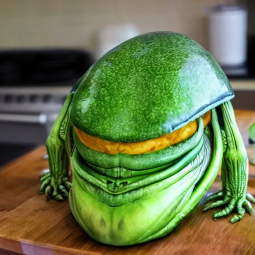 Prompt: alien food cooking