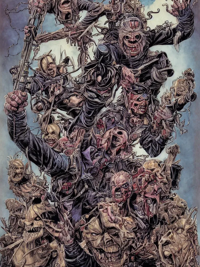 Image similar to iron maiden's eddie drawn by james jean on a fables comicbook cover