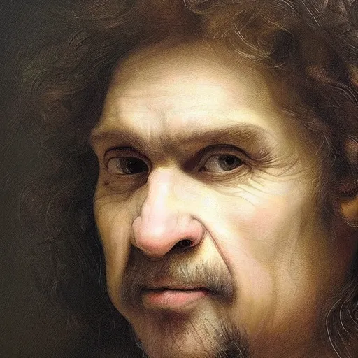 Prompt: a beautiful hyper real portrait of Fabio art by rembrandt