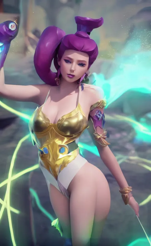 Prompt: still of pretty Lux (League of Legends) in KDA More music video. 3d render, octane render, game art, realistic, highly detailed, trending on artstation, 4k, trending on artstation, pixar, cgsociety, unreal engine 5, redshift render, trending on artstation, blender, behance, cg