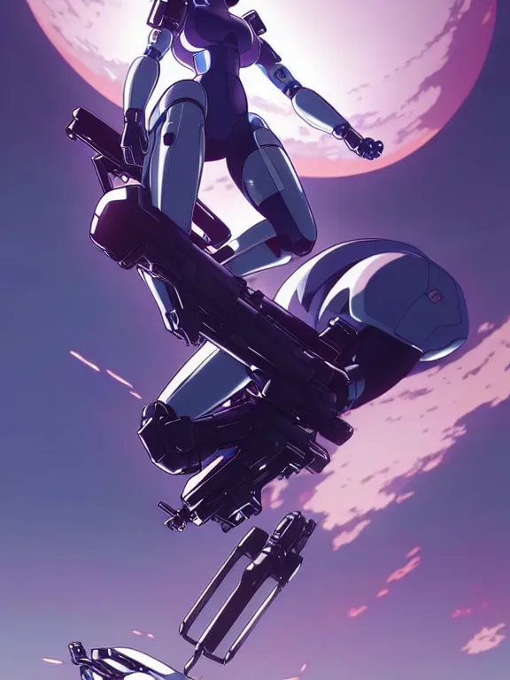 Image similar to a fullbody action still of motoko kusanagi riding on top of a tachikoma, the major ghost in the shell : : stand alone complex, under repairs, maintenance : : by ilya kuvshinov, rossdraws, artgerm, sola digital arts, anti aliasing, raytracing : :