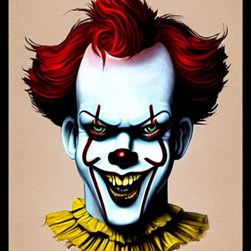 Image similar to portrait of pennywise mixed with batman by aalto alvar