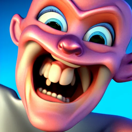 Prompt: Megamind laughing hard at images of internet memes, 3D render, high resolution, Dreamworks