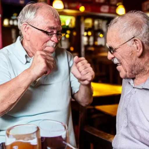 Prompt: grandpa punching out someone at the local pub