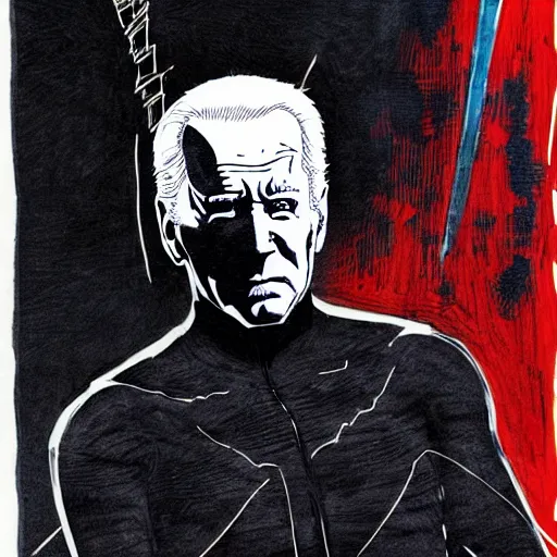 Image similar to Joe Biden looking sinister, by Tsutomu Nihei, highly detailed