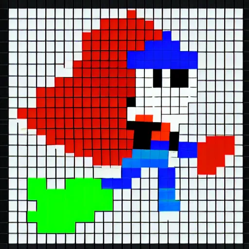 Prompt: pixelated hero, 1 2 8 bit, pixel art, nintendo game, pixelart, high quality, no blur, sharp geometrical squares