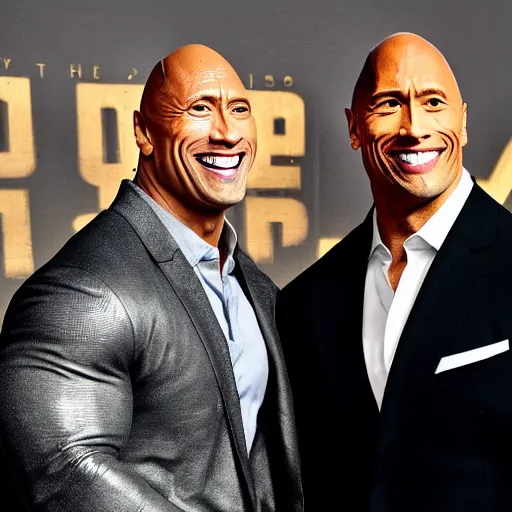 Image similar to Dwayne the rock Johnson with a really big forehead with abbs