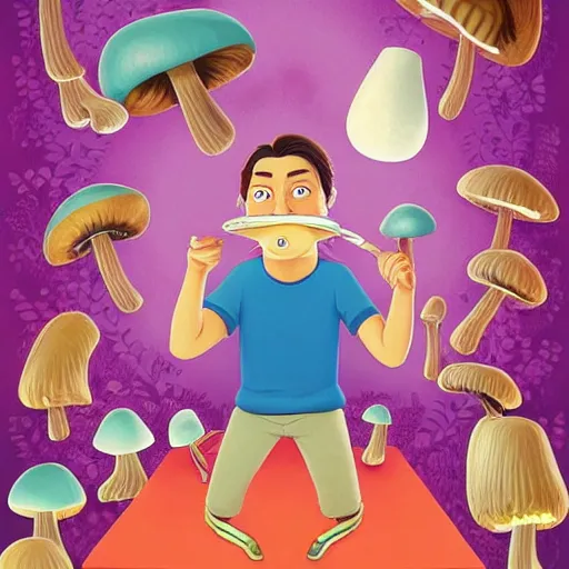 Prompt: Viktor Orbán eating mushrooms by Jeremiah Ketner and Hiroyuki Mitsume-Takahashi and Goro Fujita and Pixar