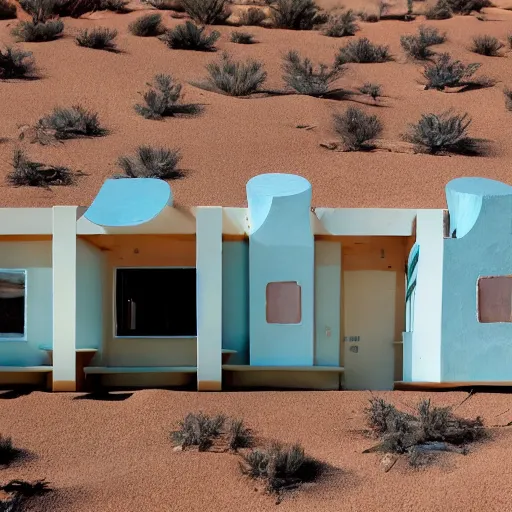 Image similar to big scale baby toy hotel in the dessert, modernism