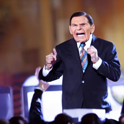 Image similar to kenneth copeland screaming at corona virus