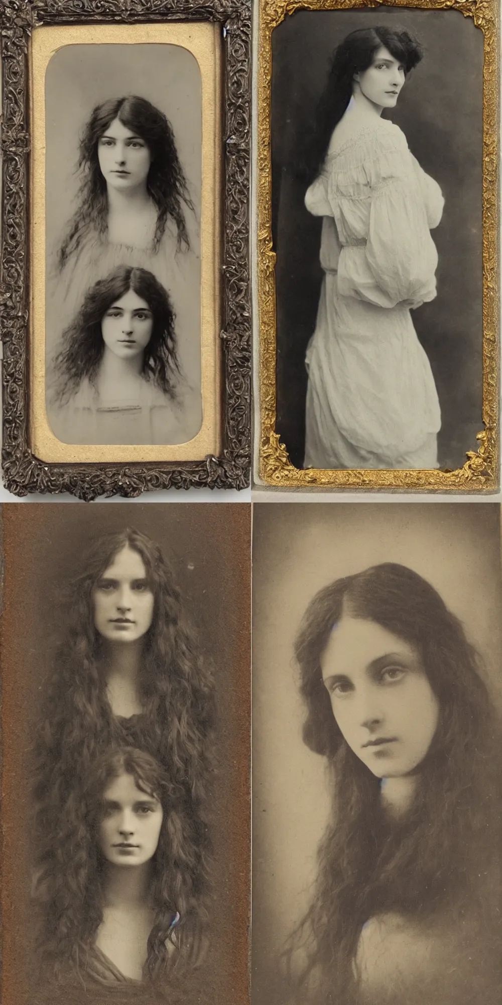 Prompt: vintage portrait photo of a beautiful pre Raphaelite Victorian woman