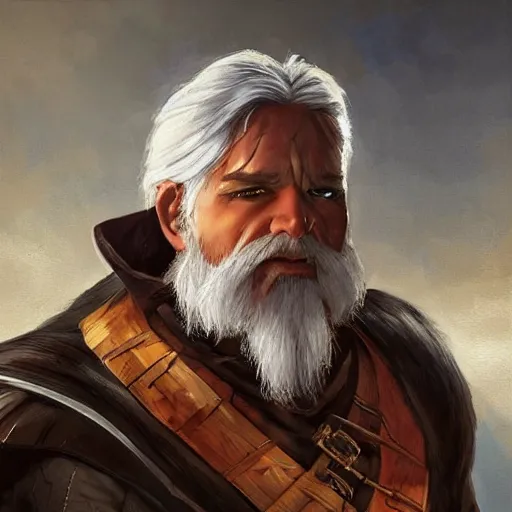 Image similar to beautiful portrait painting of a very short and small male halfing bard with white hair, full beard, from pathfinder, evil smirk, narcissist, self centered, casting fireball, painted by larry elmore, wayne reynolds, greg rutkowski, magic the gathering, dungeons and dragons, dishonored 2