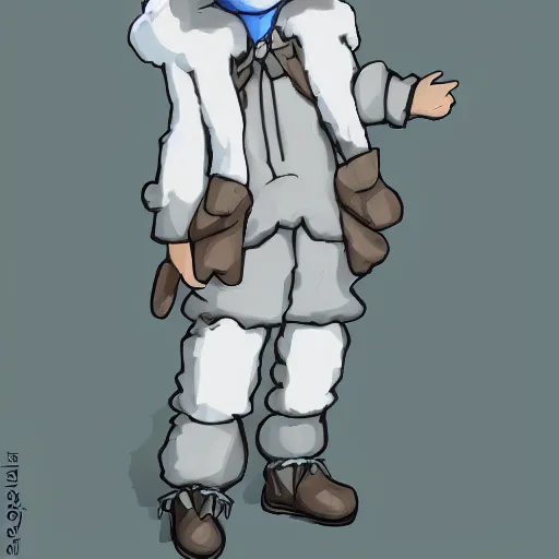 Image similar to boy wearing sheep suit. white, gray, blue, green and brown pallet color. made in abyss art style, inspired in chris from deltarrune