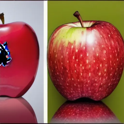 Image similar to An apple is made of ruby crystal.