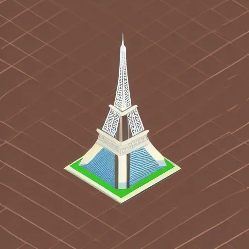 Prompt: isometric representation of the eiffel tower
