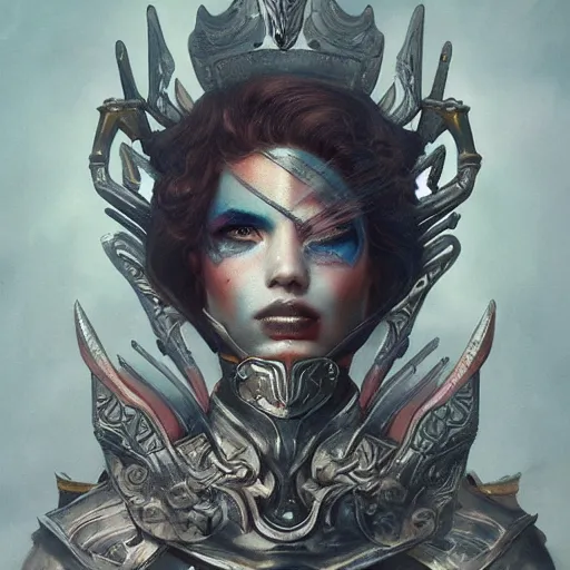 Image similar to porcelain in full warrior armor, soft painting of a curiosities graceful carnival, perfectly detailed, symmetrical accurate intricate sensual features, highly detailed, artstation, sharp focus, tom bagshaw