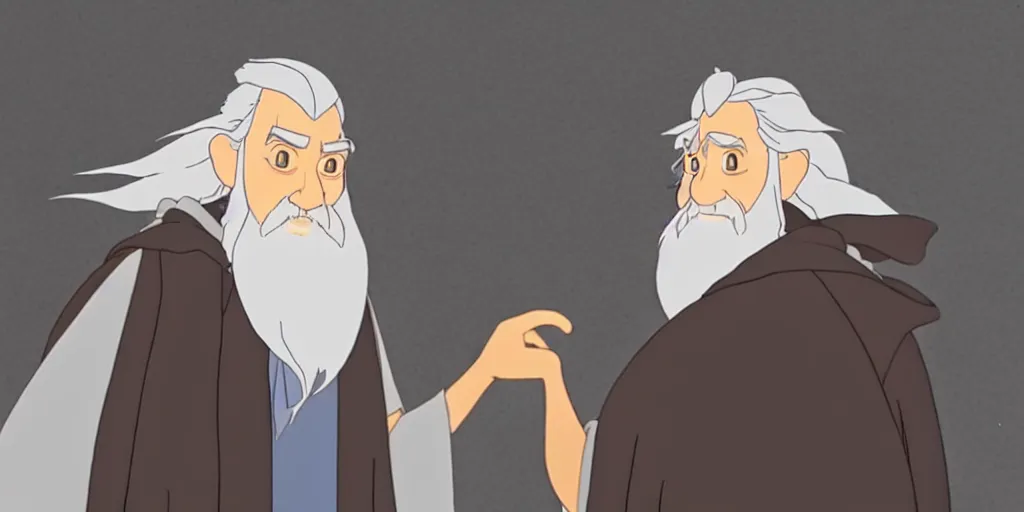 Image similar to a wholesome animation key shot of a gandalf the grey studio ghibli pixar and disney animation sharp render