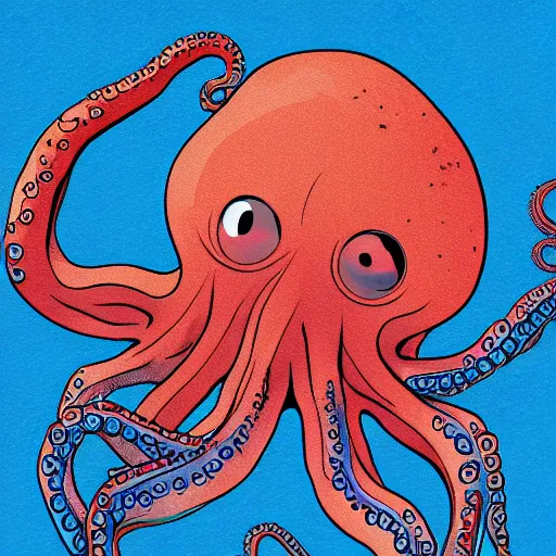 Prompt: An octopus taking multiple selfies with its multiple arms, digital art