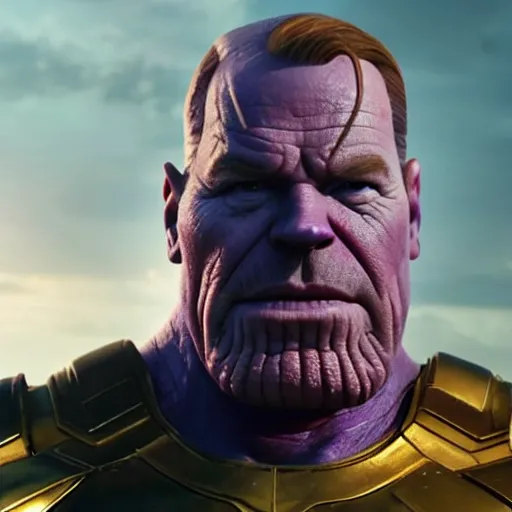 Image similar to Bryan Cranston as Thanos, HD promotional screenshot from new Avengers film, 8k ultra realistic, Marvel animation