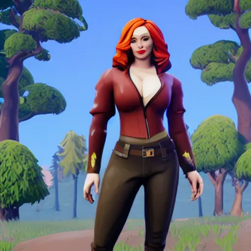 Prompt: Christina Hendricks, in fortnite