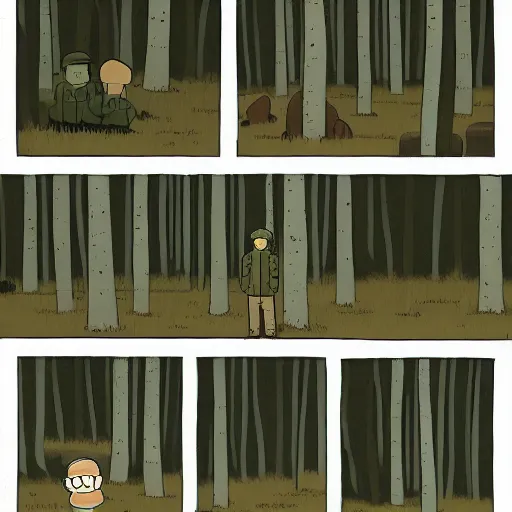 Image similar to boy in the woods by adrian tomine