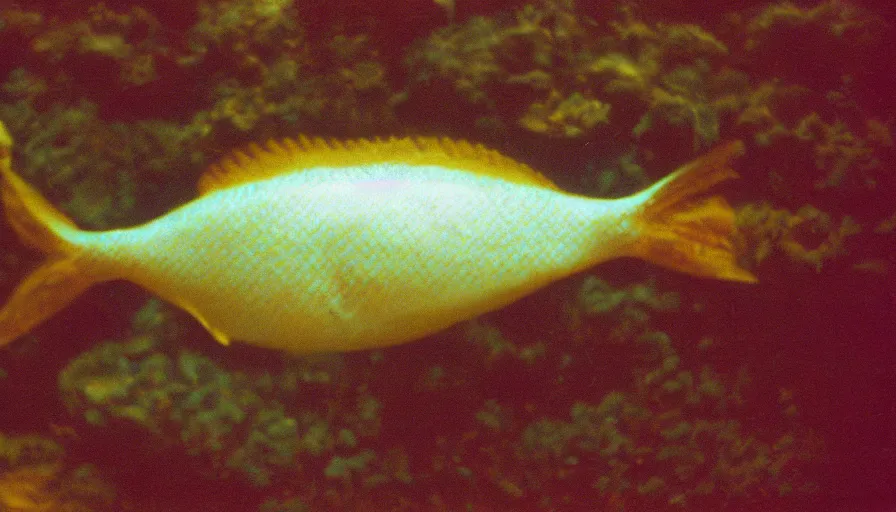 Image similar to 7 0 s movie still of a two leg fish, cinestill 8 0 0 t 3 5 mm technicolor, heavy grain, high quality, high detail