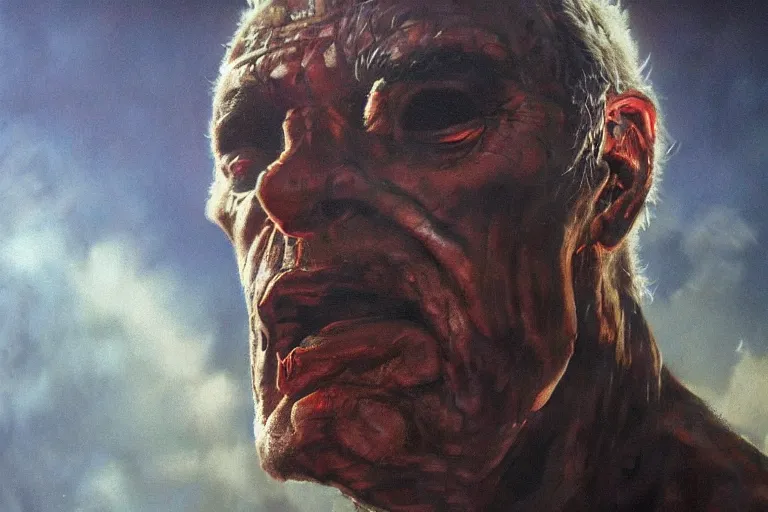 Image similar to dale of the cry,in the style of Arthur Thomson ATom and Don Maitz,trending on artstation, atmospheric closeup view street art , hyperrealism , movie poster, very very elegant, Chiaroscuro
