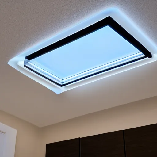 Image similar to skylight with led strip light surround, realistic, photography, home and garden, houzz, 8k,