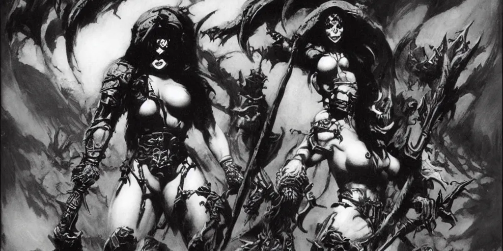 Image similar to female death dealer by frank frazetta