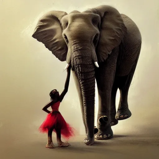 Prompt: an elephant wearing a tutu, greg rutkowski