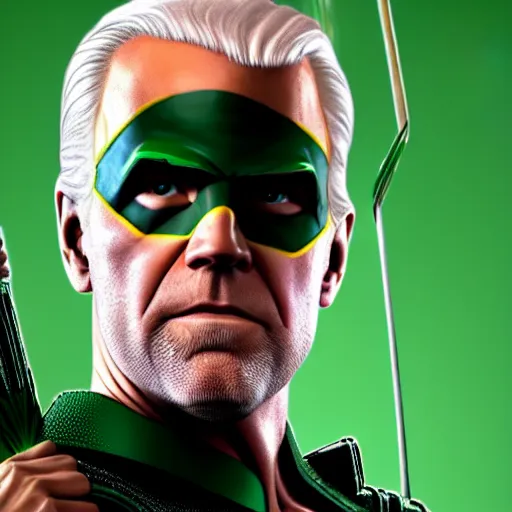 Image similar to joe biden as the green arrow, 8 k resolution, extremely detailed, rob liefeld