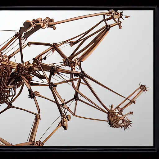 Image similar to a cel shaded rendering of a biomechanical cyber strandbeest by theo jansen by alberto baisi