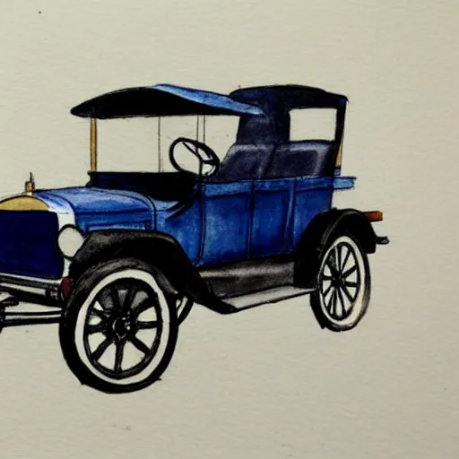 Image similar to a watercolor sketch of a ford model t