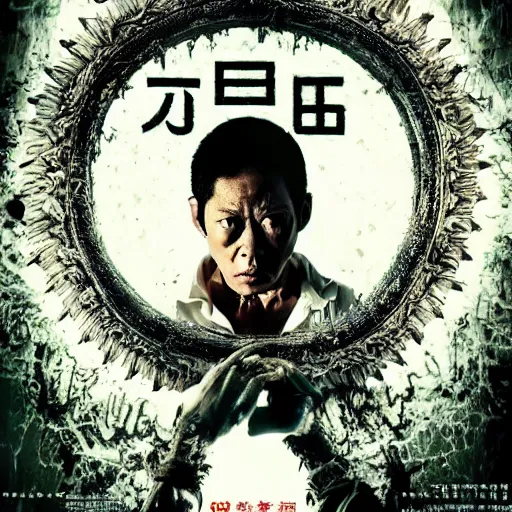 Prompt: ultra - photorealistic, new horror movie poster from takeshi miike, intricate details, sharp focus, perfect baroque like real project, symmetrical, perfect face and anatomy ultra - details.