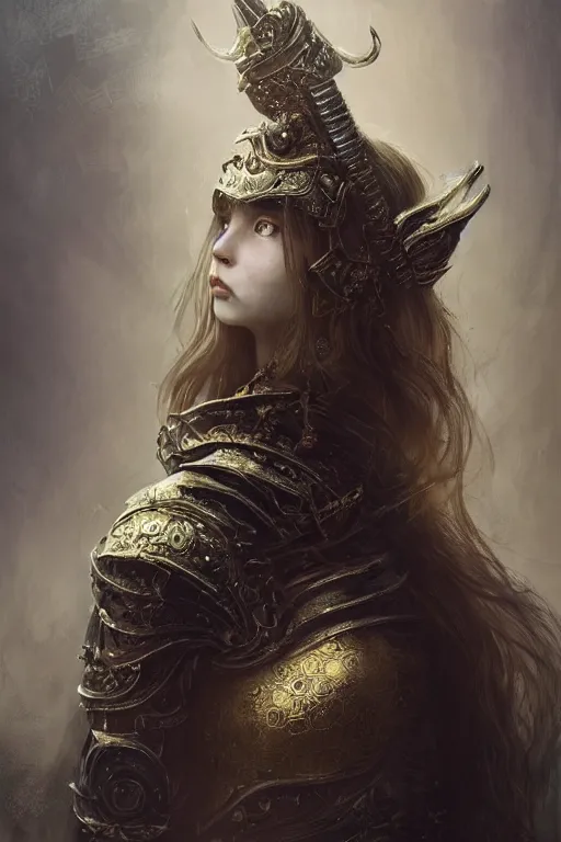 Prompt: portrait of a girl, Dark Souls 3 themed, in style of Ruan Jia, insanely detailed and intricate, golden ratio, elegant, ornate, luxury, elite, matte painting, cinematic, cgsociety, James jean, Brian froud, ross tran, Laputa