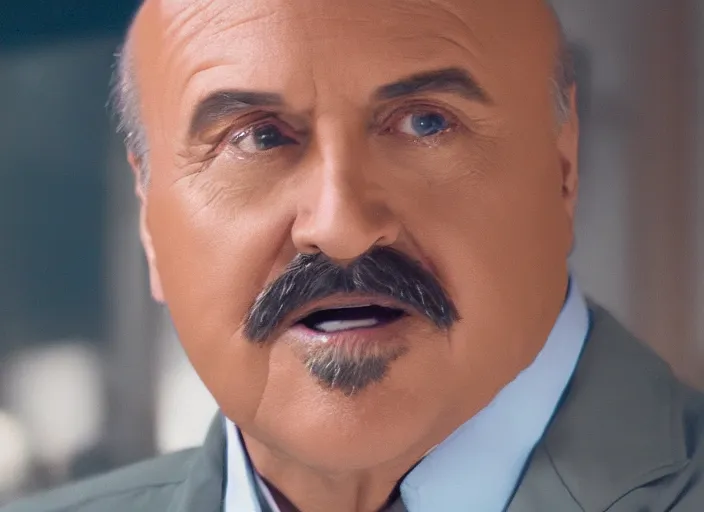 Prompt: portraits screenshots of dr phil in star wars the last jedi directed by rian johnson, shot in imax, anamorphic lenses, kodak color film stock, extremely detailed, portraits, 4 k, hd