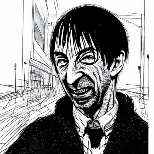 Image similar to Mister Rodgers looking sinister, by Tsutomu Nihei, highly detailed