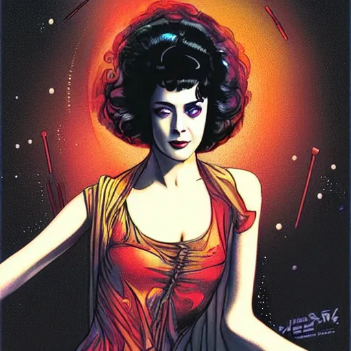 Image similar to Sean Young Rachael from blade runner colored digital illustration by Mark Brooks