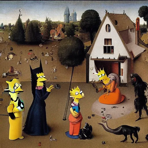 Prompt: the simpsons by hieronymus bosch