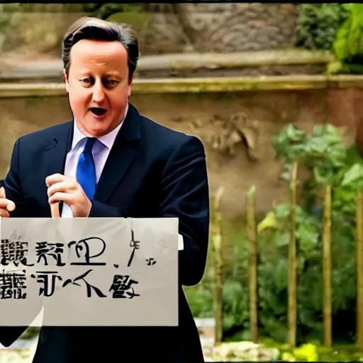 Image similar to A still of Prime Minister David Cameron in the movie Garden of Words, Koto no ha no niwa, Matoko Shinkai, beautiful, anime, colorful, intricate detail