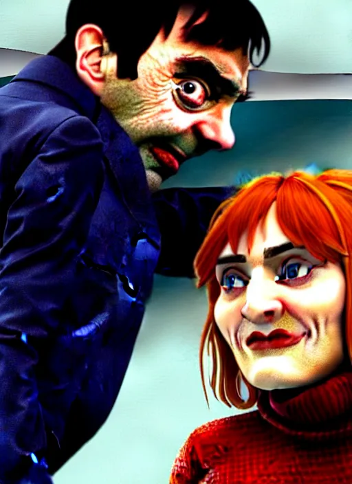 Image similar to mr. bean as kate winslet's character in eternal sunshine of the spotless mind