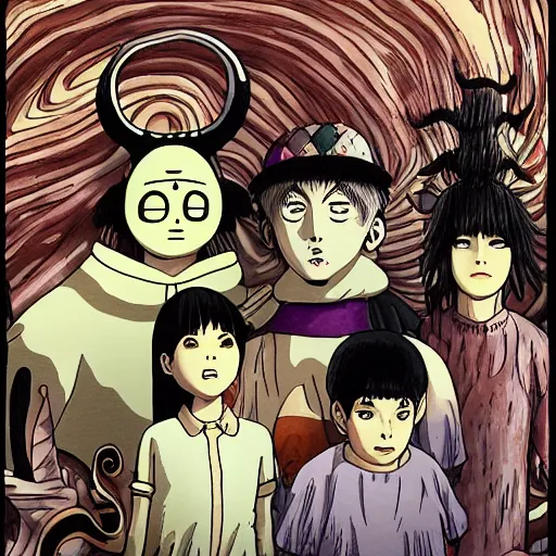 Prompt: junji ito ’ s uzumaki in the style of studio ghibli