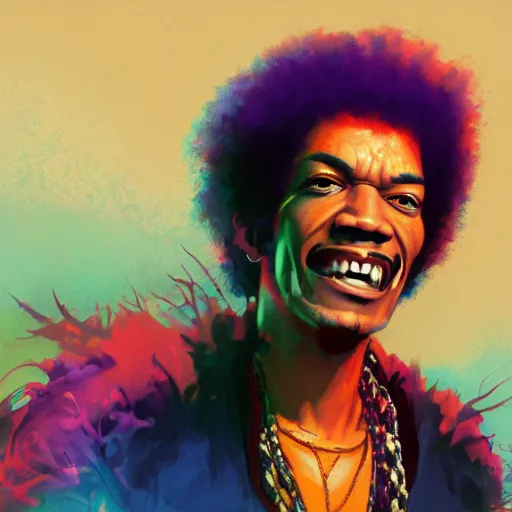 Prompt: portrait of jimmy hendrix as the voodoo child, mattepainting concept blizzard pixar maya engine on stylized background splash comics global illumination lighting artstation, sharp focus, lois van baarle, ilya kuvshinov, rossdraws