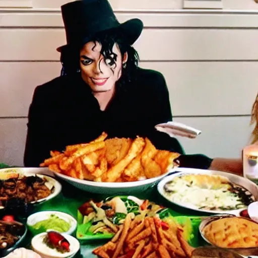 Prompt: michael jackson mukbang