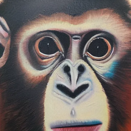 Image similar to Acrylic on canvas portrait of monkey