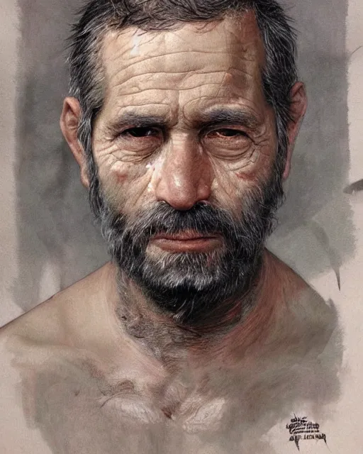 Image similar to portrait of a 5 year old child, with old wrinkly skin and a scruffy beard, very detailed eyes, hyperrealistic, very detailed painting by Joao Ruas, by Artgerm