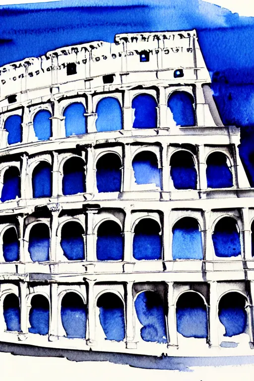 Prompt: minimalist watercolor splash ink art of rome colosseum