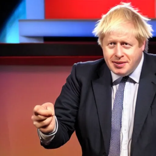 Image similar to Boris Johnson pitching the idea of bread on shark tank