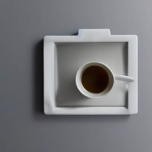 Prompt: tray, in the shape of a square, floating in a white room, photo realistic